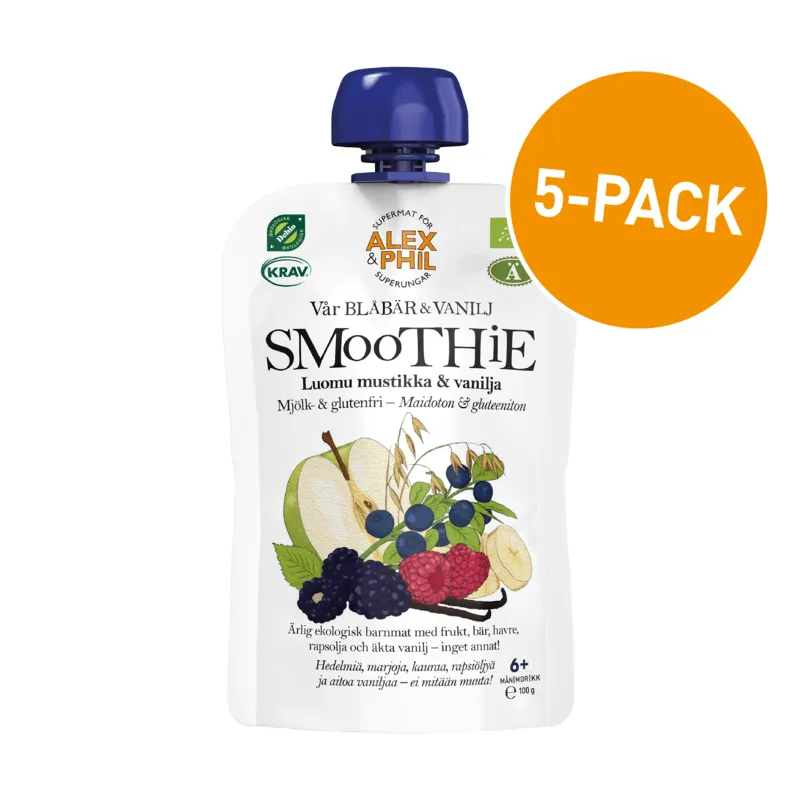 Alex&Phil Blåbär & vaniljsmoothie 5 x 100 g
