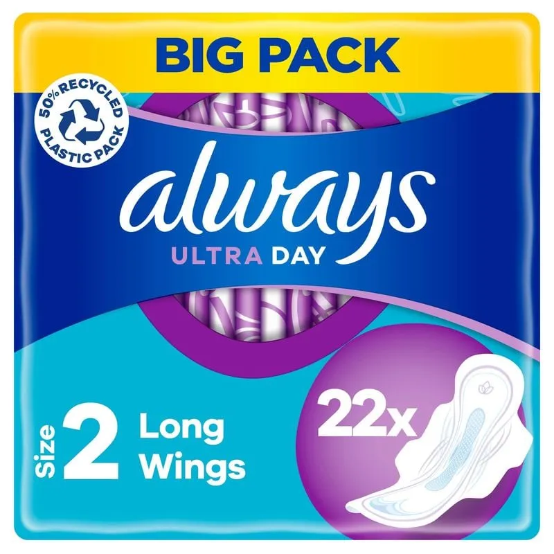 Always Ultra Day Bindor Long Storlek 2 Med Vingar 22 st