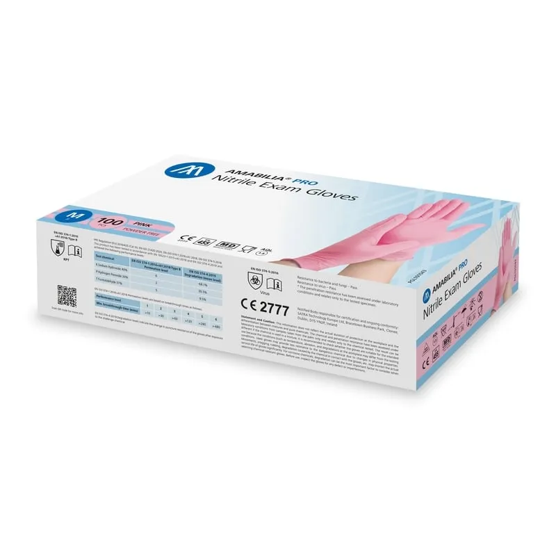 Amabilia Medical Amabilia Pro Nitrilhandskar Rosa M 100 st