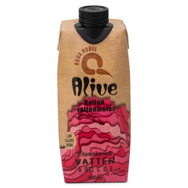 Aqua Nobel Vitaminberikat Källvatten Alive, Hallon & Vattenmelon, 500 ml