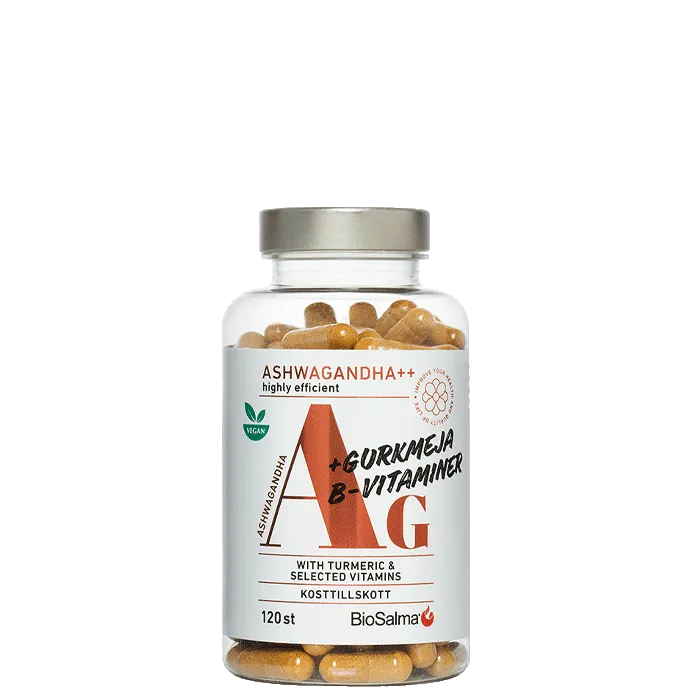 Ashwagandha + Gurkmeja B-vitaminer 120 kapslar