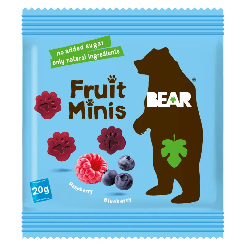 BEAR Fruktbitar Frukt Hallon & Blåbär 20 g