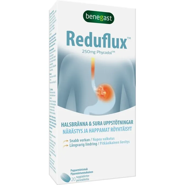 Benegast Reduflux Peppermint Mot Sura Uppstötningar 20 tuggtabletter
