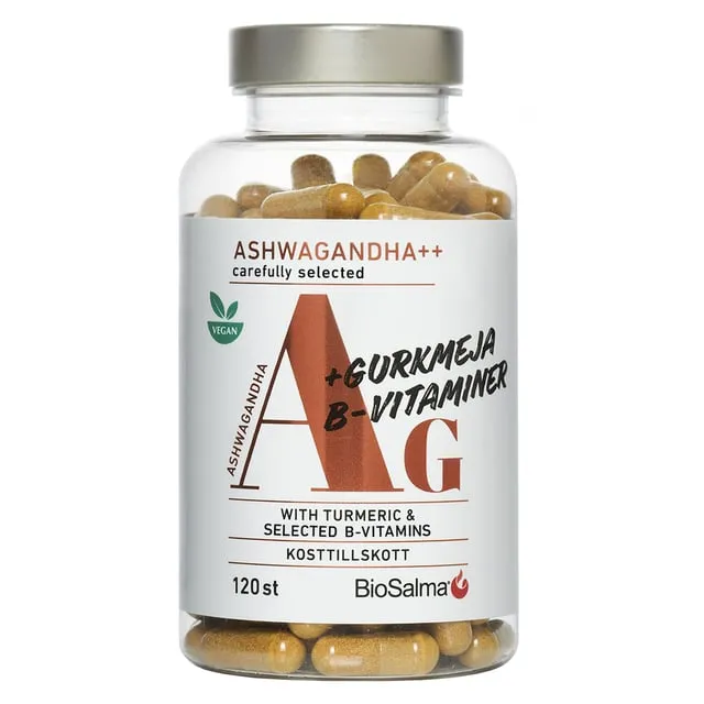 BioSalma AG Ashwagandha + Gurkmeja & B-vitaminer 120 kapslar