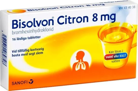 Bisolvon Löslig tablett Citron 8 mg 16 st