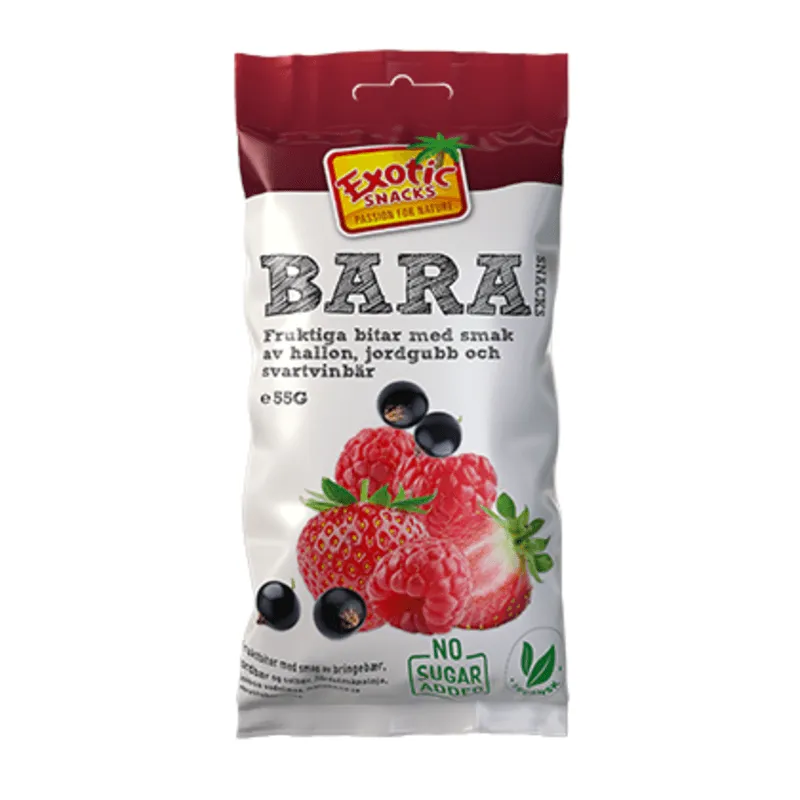 Exotic Snacks BARA Jordgubb, Hallon, Svartvinbär 55 g
