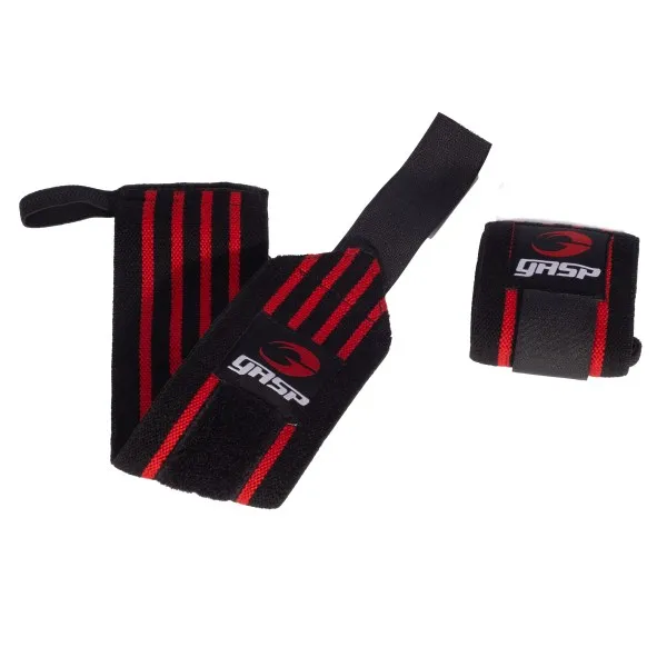GASP Hardcore Wrist Wraps, One size, Black/red