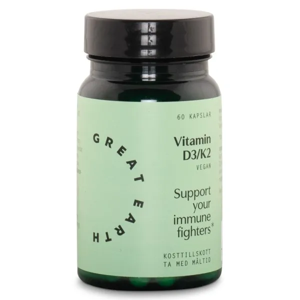 Great Earth Vitamin D3/K2, 60 kaps