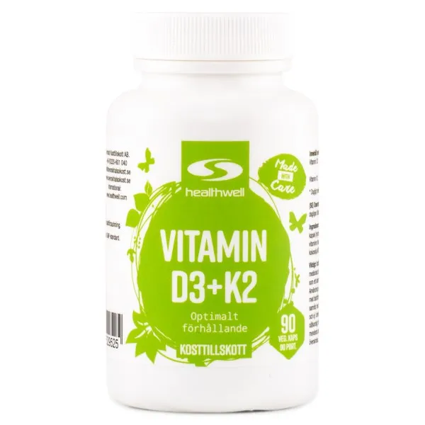 Healthwell Vitamin D3+K2, 90 kaps