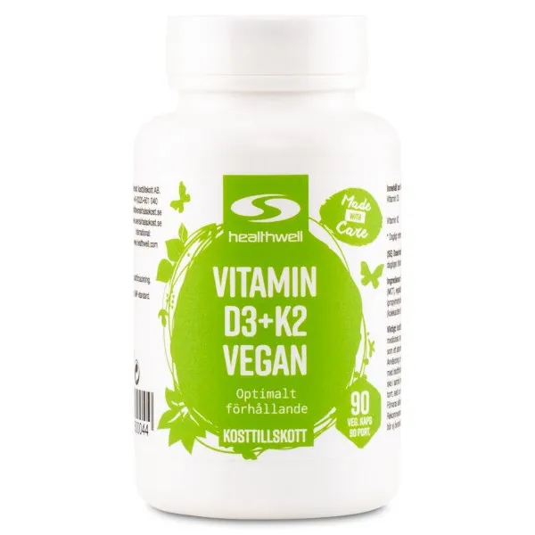 Healthwell Vitamin D3+K2 Vegan, 90 kaps