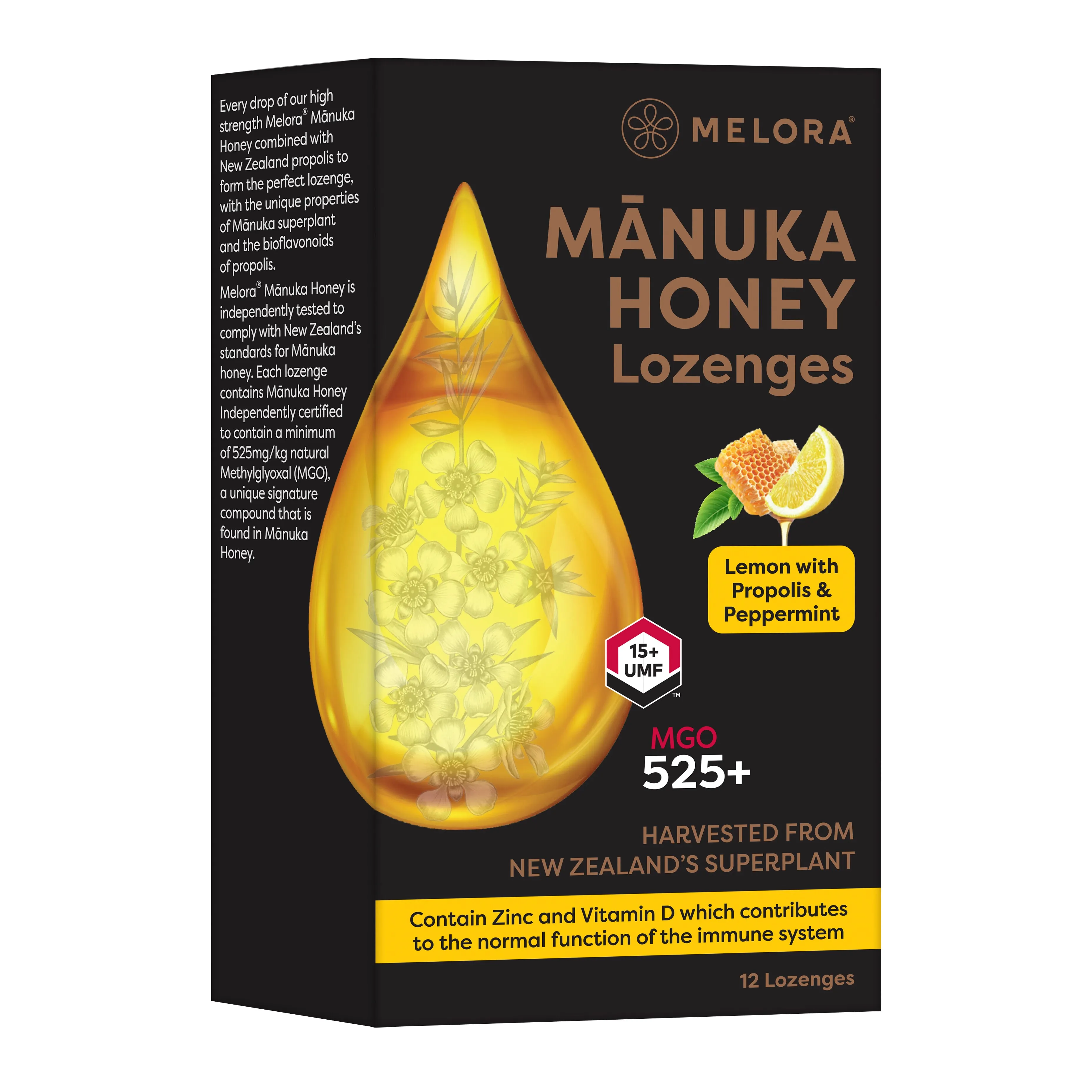 Melora Manuka & Propolis Lozenges Lemon&Peppermint 12st