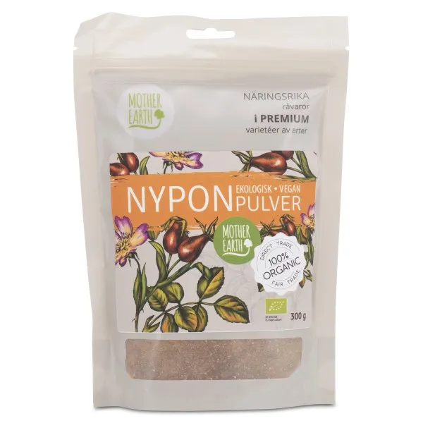 Mother Earth Nyponpulver RAW & EKO, 300 g