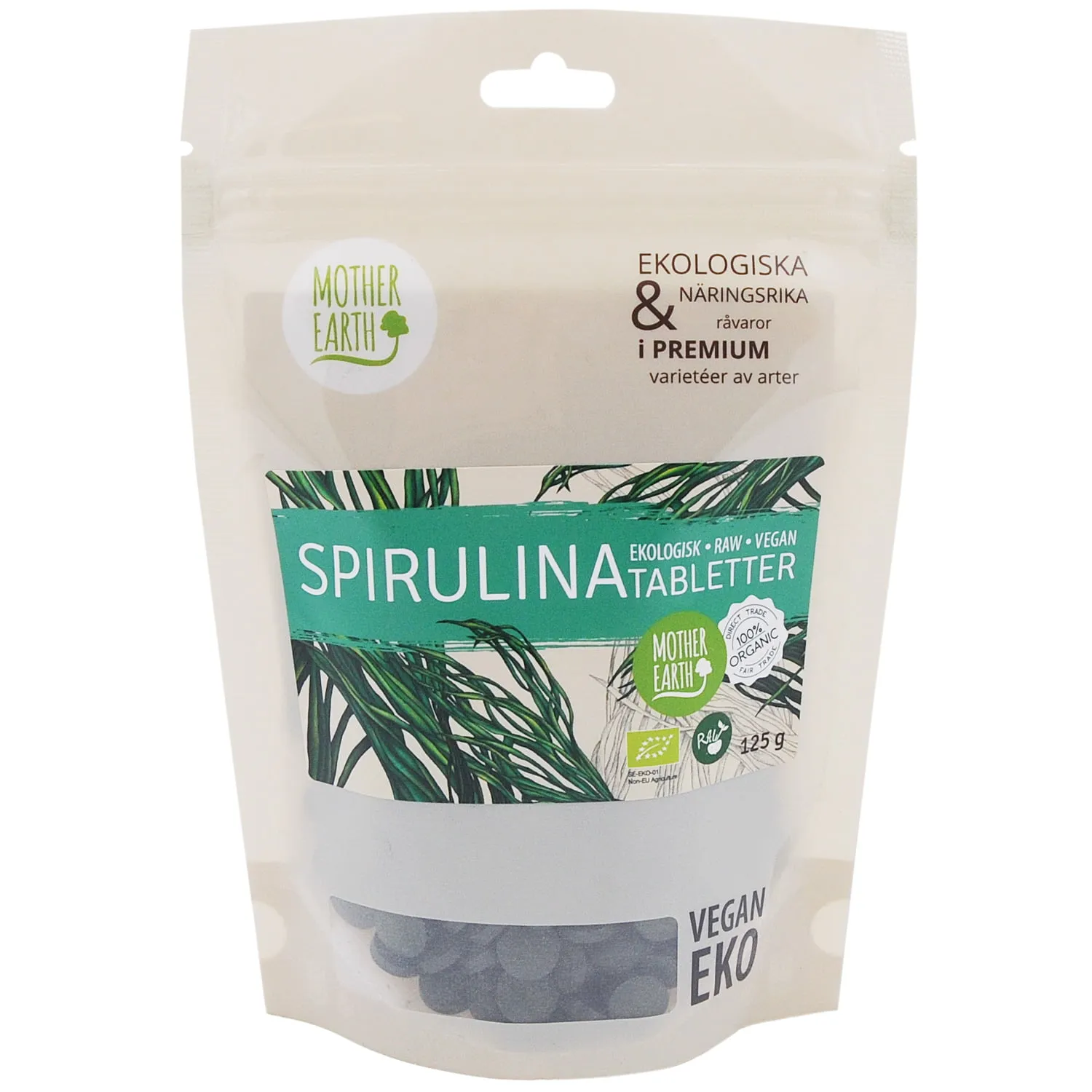 Mother Earth Spirulinatabletter RAW&EKO 125g