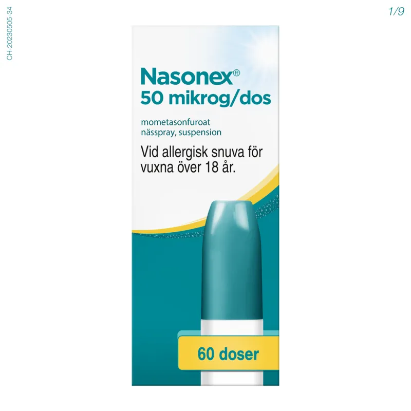 Nasonex, nässpray, suspension 50 mikrogram/dos, 60 doser