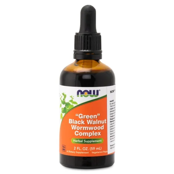NOW Green Black Walnut Wormwood Complex Liquid, 59 ml