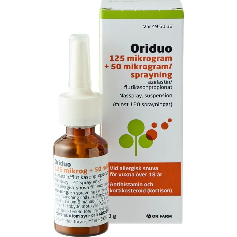 Oriduo nässpray 125 mikrogram + 50 mikrogram/sprayning 120 doser