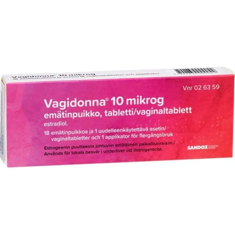 Sandoz Vagidonna 10 mikrogram 1 x 18 tablett(er) Vaginaltablett