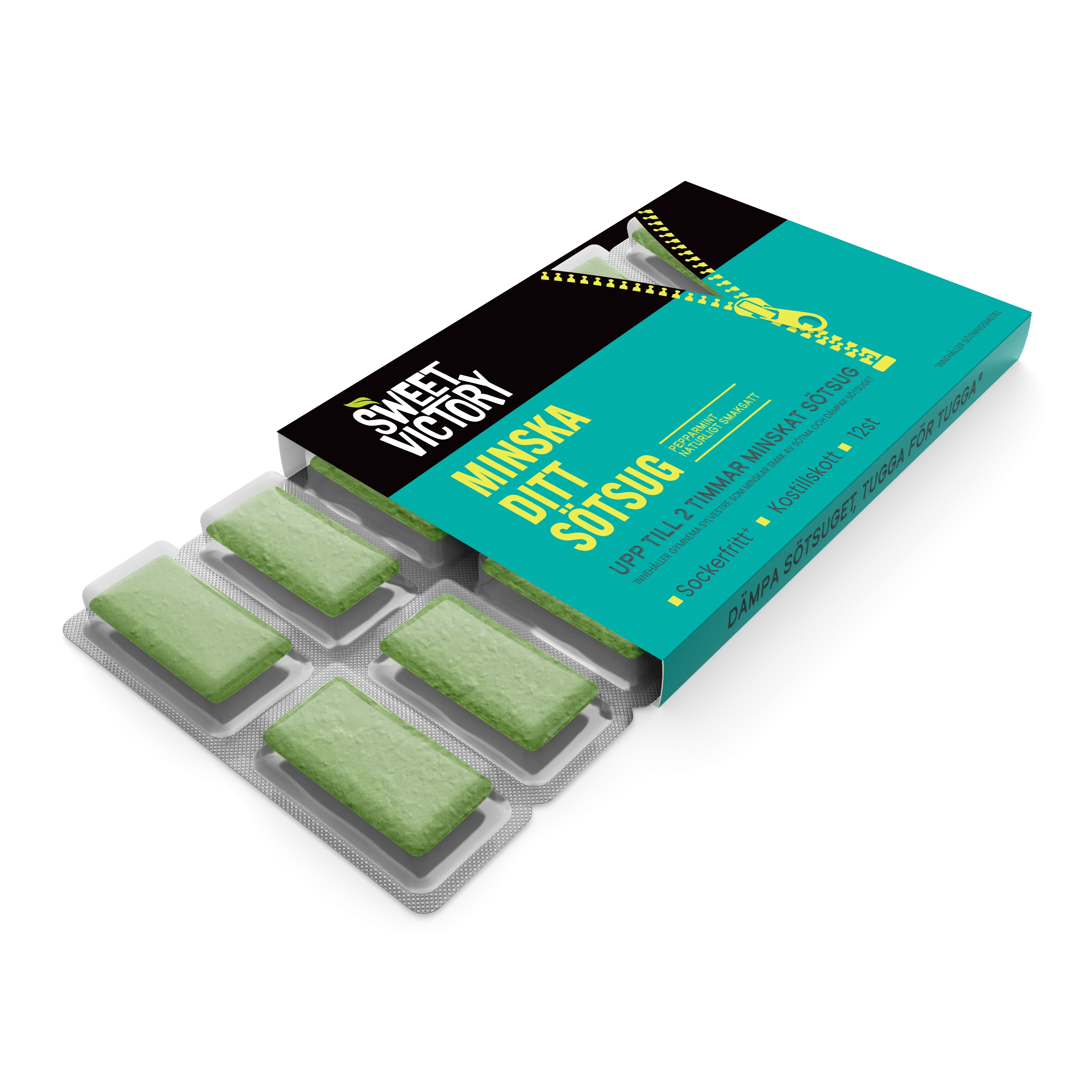 Sockerblockerande Tuggummi Pepparmint 12 st