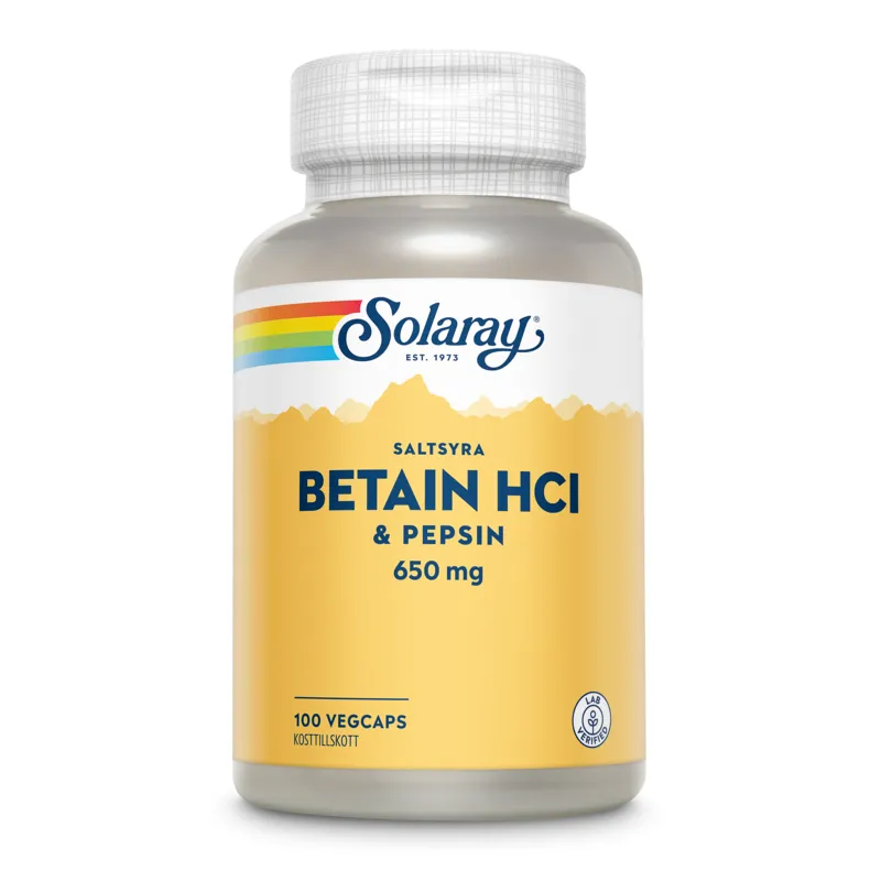 Solaray Betain HCI & Pepsin 100 kapslar