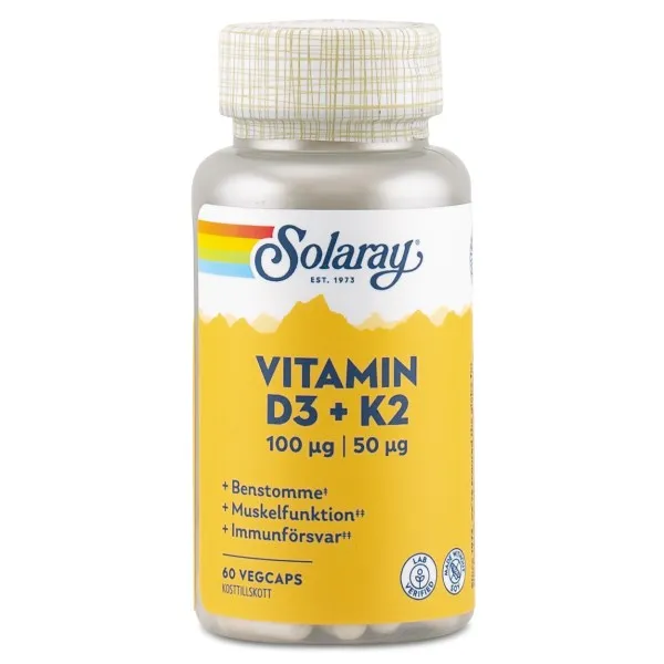 Solaray Vitamin D3 & K2, 60 kaps