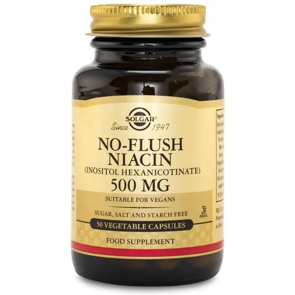 Solgar No-Flush Niacin, 50 kaps