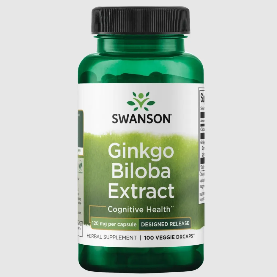 Swanson Ginkgo Biloba-extrakt vegetabiliska kapslar, 120 mg, 100 st