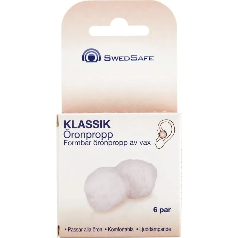 Swedsafe Klassisk Öronpropp av vax 6 par