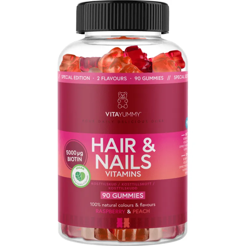 VitaYummy Hair & Nails Raspberry & Peach MIX 90 gummies