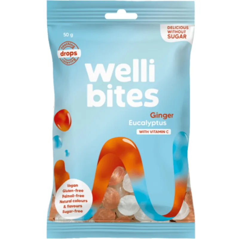 Wellibites Drops Ginger & Eucalyptus Vitamin C 50 g