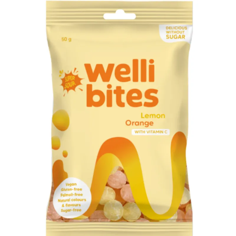 Wellibites Super Sour Lemon & Orange Vitamin C 50 g