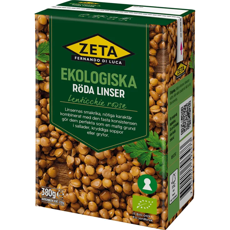 Zeta Röda Linser Ekologiska 380 g
