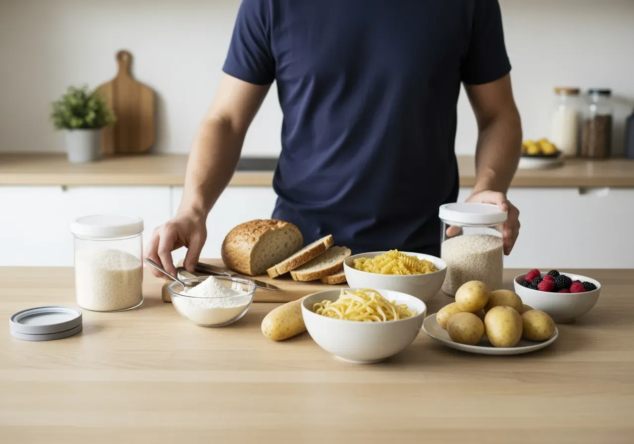 Fiberhusk och kolhydrater i mat