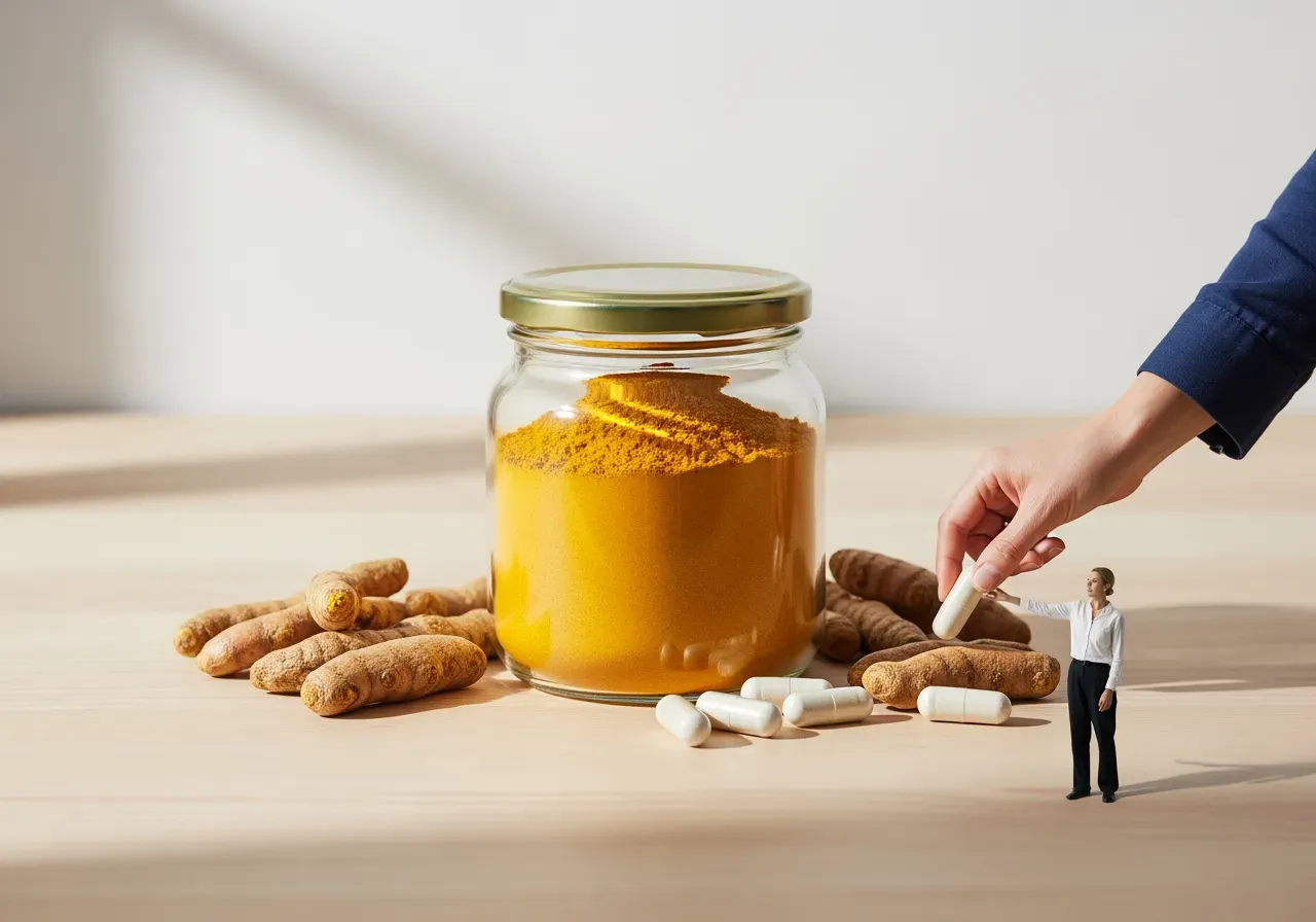 Gurkmeja och hög kurkumin i tillskott