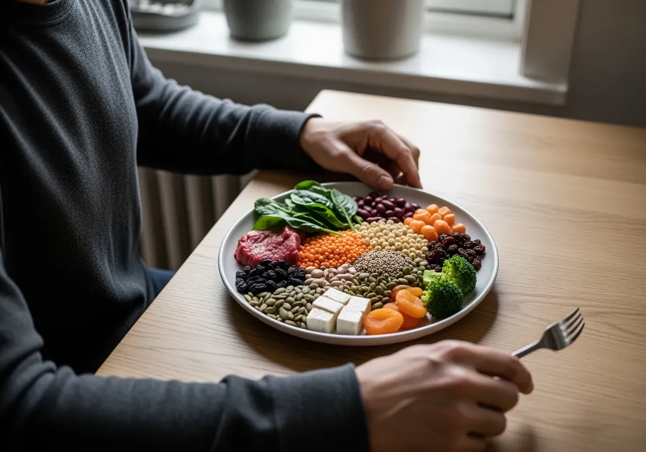 Järnrika livsmedel på tallrik